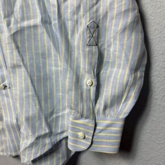 Brunello Cucinelli 100% Linen Men's Striped Button-Down Shirt‎ - Picture 3 of 7
